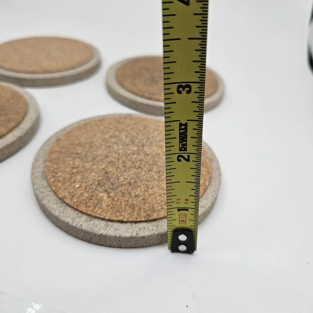 4 Vintage Cat Coasters Natural Sandstone Cork Back *heavy* Grandma Core